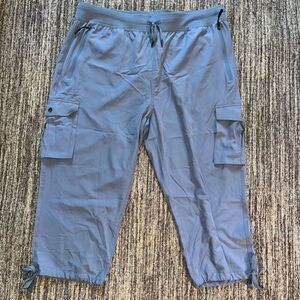 SoothFeel Womens Size XXL Cargo Scrub Pants Blue Adjustable Pockets Straight Leg